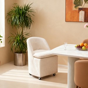 GDFStudio Galen Modern Chenille Upholstered Dining Chair with Universal Wheels - 1 of 4