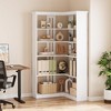 72" L-Shaped Corner Bookshelf - 5-Tier Farmhouse Bookcase, Wood Storage Shelf for Living Room, Bedroom - 4 of 4