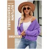 Clearlove Women V-Neck Short Knitted Cardigan Long Sleeve Sweater Tops Loose Female Knitwear - 3 of 4