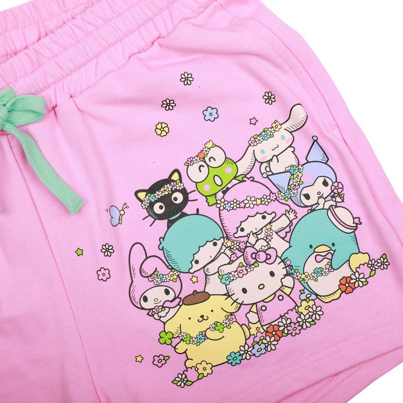 Hello Kitty & Friends Characters Celebrating Women's Pink Sweat Shorts, 3 of 7