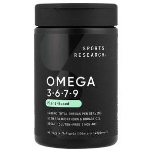 Sports Research Omega 3-6-7-9, Plant Based , 90 Veggie Softgels - 1 of 2