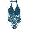 Women's Summer Casual One Piece Swimsuits Front Cross Bathing Suits V Neck Tie Back High Waist Swimwear Bikini - 2 of 3