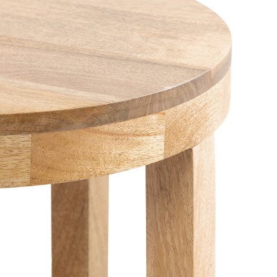 Natural Mango Wood Round Two-Tier Side Table, 16x16x24