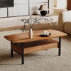 Luck Live 47.2" Coffee Table with Double Drawers and Metal Legs Walnut Color - 2 of 4
