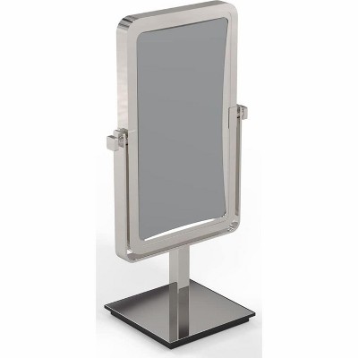 Polished Nickel Rectangular Freestanding Makeup Mirror with Magnification