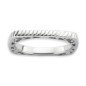Black Bow Jewelry 2.25mm Stackable Sterling Silver Square Grooved Band - 1 of 4