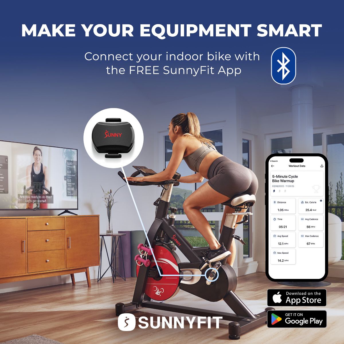Sunny Health & Fitness Exercise Cycling 2-in-1 Advanced Cadence and Speed Sensor Bike Activity Tracker - thumbnail 7