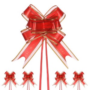 Unique Bargains Plastic Gold Edge Gift Wrapping Wedding Ribbon Pull Bows 10 Pcs - 1 of 4