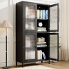 ORRD Black Metal Display Cabinet with Begonia Glass Doors, 4-Shelf Bookcase with Adjustable Shelves, Vintage Storage for Living Room & Office - 3 of 4