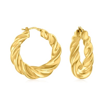 Ross-Simons Italian 18kt Yellow Gold Graduated Twisted Hoop Earrings