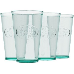 Amici Home Jus de Fruits Tumbler - Set of 4 Rustic French Embossed Glasses, 11 Oz. Recycled Green-Tinted - Lead-Free, BPA Free, Dishwasher Safe - 1 of 4