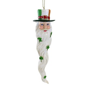 Kurt S. Adler 6.0 Inch Irish Long Beard Santa Head Shamrock Irish Flag Festive Tree Ornaments - 1 of 3