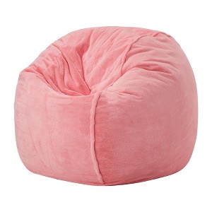 Itopfox Plush Faux Fur Memory Foam Bean Bag Chair for Kids, Comfortable Small Beanbag for Living Room, Bedroom, Playroom in Pink - 1 of 4