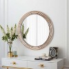Wooakway 24"H White Rustic Wood Round Beaded Wall Mirror Farmhouse Decor for Living Room Bedroom Entryway - 2 of 4