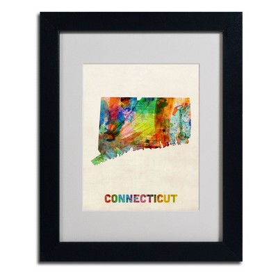 Trademark Fine Art -Michael Tompsett 'Connecticut Map' Matted Framed Art