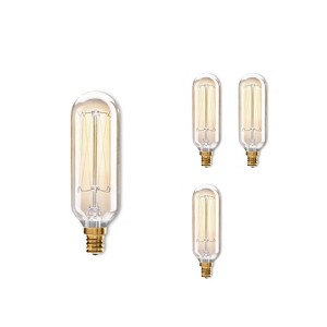 Bulbrite Set of 4 40W T8 Incandescent Dimmable Light Bulbs: Edison Medium Base, Decorative, 2200K, 2-Year Life - 1 of 4