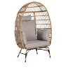 VYNXARIA Rattan Egg Chair Indoor Outdoor,Oversized Large Egg Chairs 600lbs with Cushion and Pillow for Porch, Backyard,Light Gray - 3 of 4
