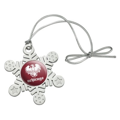University of Chicago Primary Logo Metal Snowflake Christmas Tree Holiday Ornament