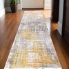 HomeRoots 10' Gray And Yellow Abstract Runner Rug - 2 of 4