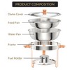 6-Pack 5QT Round Stainless Steel Chafing Dishes Set with Lid Holder & Cover - Buffet Warmers for Parties/Festivals/Weddings - 3 of 4