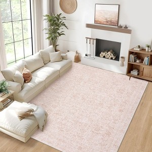 Vintage Distressed Area Rug Washable Living Room Rug Soft Non Slip Floor Carpet for Dining Room Home Office - 1 of 4