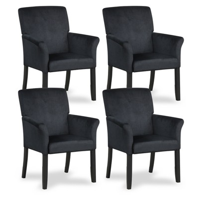 Tangkula Set of 4 Arm Chair Guest Chair Home Office w/ Wooden Legs Black