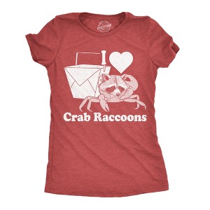 Womens Funny T Shirts I Heart Crab Raccoons Sarcastic Animal Novelty Tee For Ladies - Crazy Dog Women's T Shirt - 1 of 4