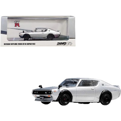 Nissan Skyline 2000 GT-R (KPGC110) RHD (Right Hand Drive) Silver Metallic 1/64 Diecast Model Car by Inno Models