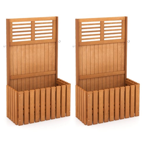 Costway 1/2 PCS Wooden Plant Stand Raised Garden Bed with Trellis & Planter Box Privacy Screen - image 1 of 4