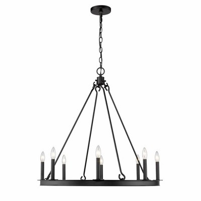 Matte Black 8-Light Candle-Inspired Chandelier