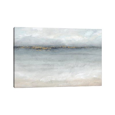 iCanvas Serene Sea Gray Gold Landscape by Cynthia Coulter Canvas Print Wall Art