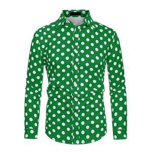 Lars Amadeus Men's Polka Dots Long Sleeves Dress Button Down Shirt - 1 of 4