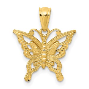 Black Bow Jewelry 14k Yellow Gold Diamond Cut Butterfly Pendant, 15mm - 1 of 4