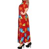 LA LEELA Women's House Daily Routine Evening Wear Holiday Casual Loungewear Loose Slit Dress Caftan Maxi House Sleep Shirt for Women 2X-3X Red, Floral - 3 of 4
