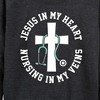 Women's - Instant Message - Jesus In My Heart Nursing In Veins Lightweight French Terry Wide Neck Long Sleeve Graphic Shirt - 2 of 4