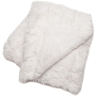 White Reversible Faux Fur and Sherpa Throw Blanket 50" x 65"