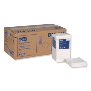 Tork Universal Beverage Napkin, 1-Ply,9.13 x 9.13, 1/4 Fold, Poly-Pack, White, 4000/Carton - 1 of 4