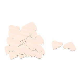 Unique Bargains Holiday Wooden Love Heart Shaped Wedding Decor Art Craft DIY Accessories Beige 50 Pcs - 1 of 3