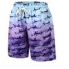 Boys Board Shorts Funny Graphic Swim Trunks Shark Pattern Bathing Suits Running Sports Swimwear Swimsuit for Beach Holiday 9-10 Years Purple - 4 of 4
