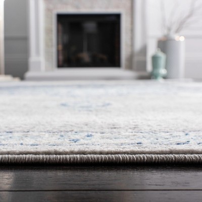 Gray and Blue 8' x 10' Synthetic Medallion Area Rug