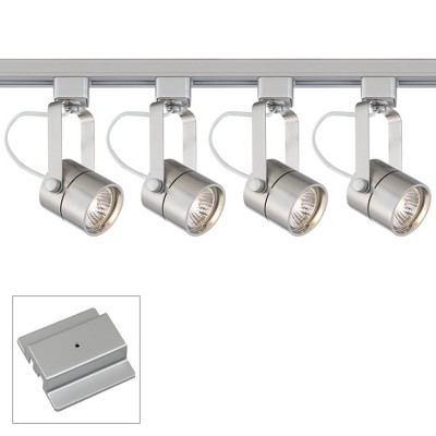 Pro Track 4-Light Silver Cylinder LED GU10 Floating Canopy Track Kit