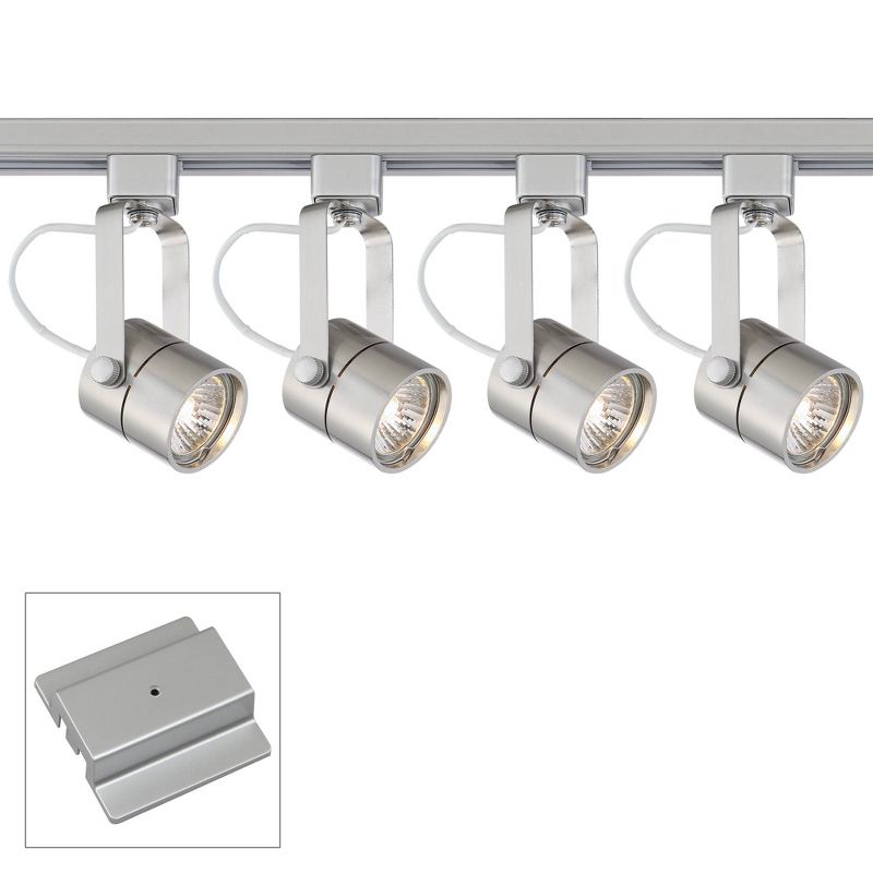Pro Track 4-Head LED Ceiling Track Light Fixture Kit Floating Canopy GU10 Spot Light Adjustable Silver Modern Cylinder Kitchen Bathroom 44" Wide, 1 of 6