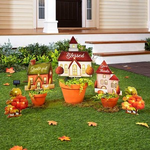 The Lakeside Collection Lighted Village Stakes - Farmhouse Holiday Decor - Set of 5 - 1 of 3