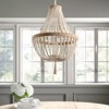 Dewdrop Boho Beaded Chandelier Rustic Farmhouse Wood Bead Pendant Light Fixture for Dining Room Bedroom - 2 of 4