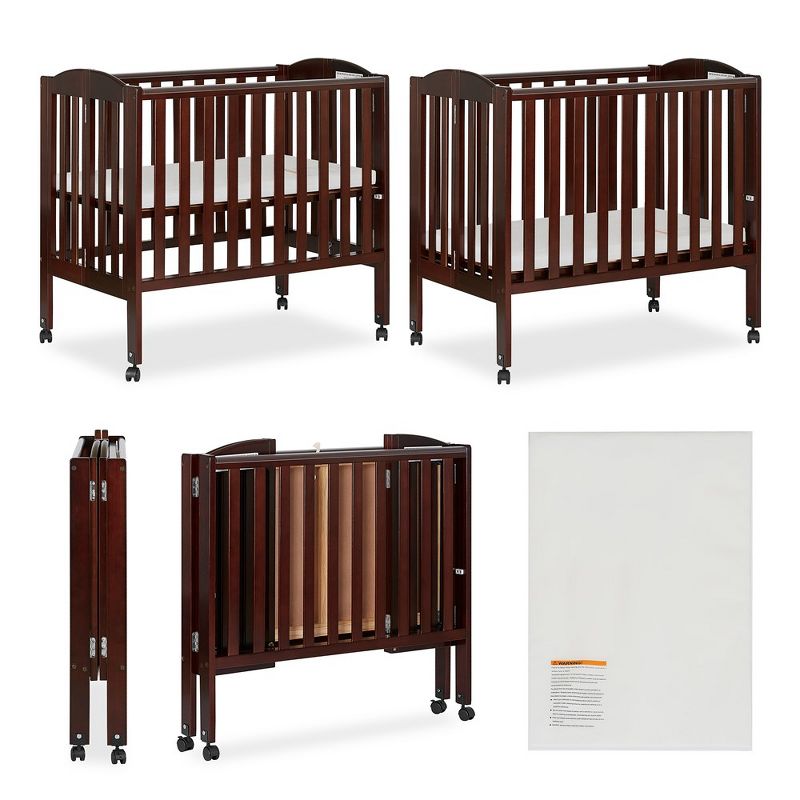 Dream On Me 2-in-1 Portable Folding Stationary Side Crib, Espresso, 4 of 7