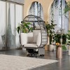 Outdoor Swivel Chair With Cushions, Egg Chair Wicker With Rocking Function, Outdoor Accent Chair, Egg Chair With Stand-Cuddlewood - 3 of 4