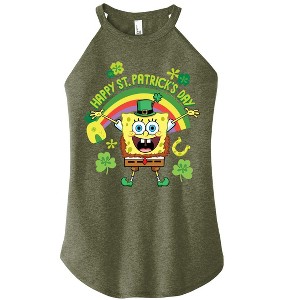 Women's - SpongeBob SquarePants - Spongebob Happy St. Patricks Day Graphic High Neck Tank - 1 of 4