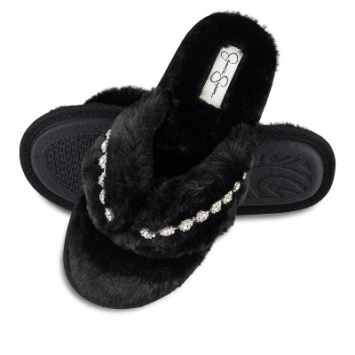 Jessica Simpson Women's Plush Faux Fur Fuzzy Slide On Open Toe Slipper With  Memory Foam - Green/large : Target