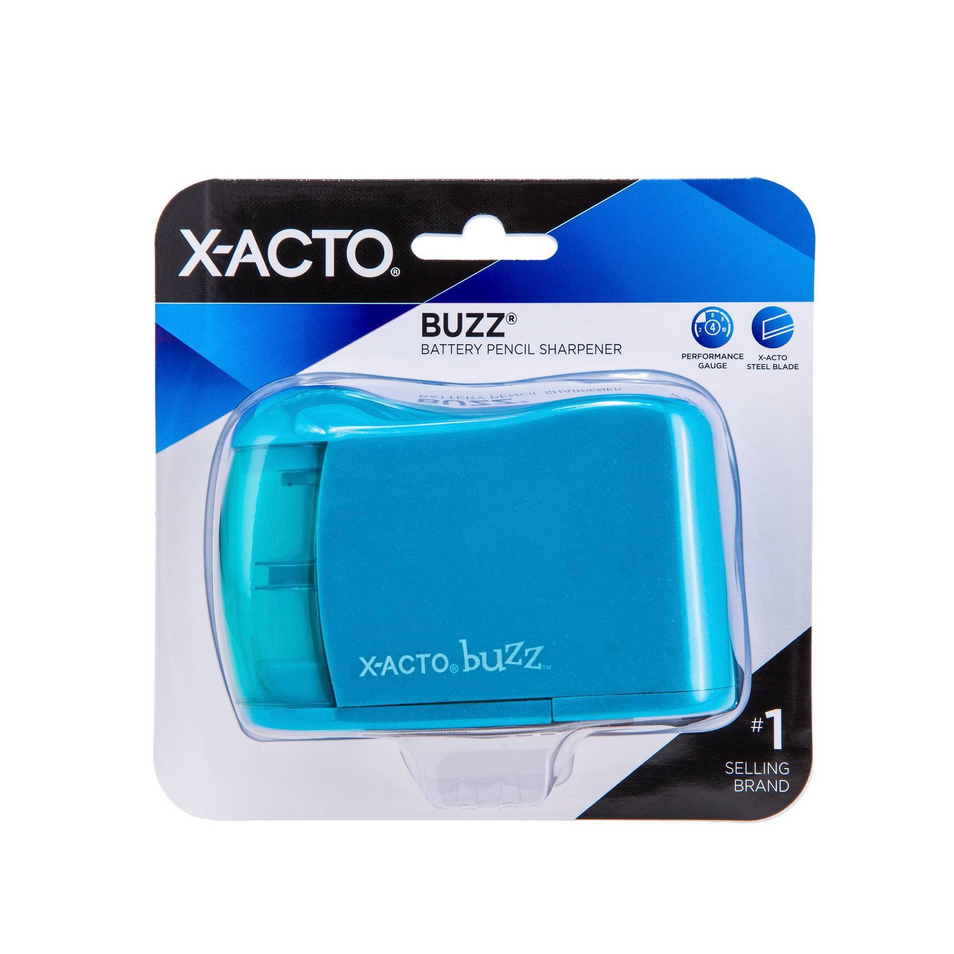 X-ACTO Buzz Battery Powered Pencil Sharpener Blue: Electric Handheld Sharpener for Kids, Requires 4 AA Batteries