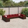 vidaXL Patio Lounge Set with Cushions - 10 Piece Brown Poly Rattan Sectional Sofa for Garden/Backyard/Terrace - 2 of 4